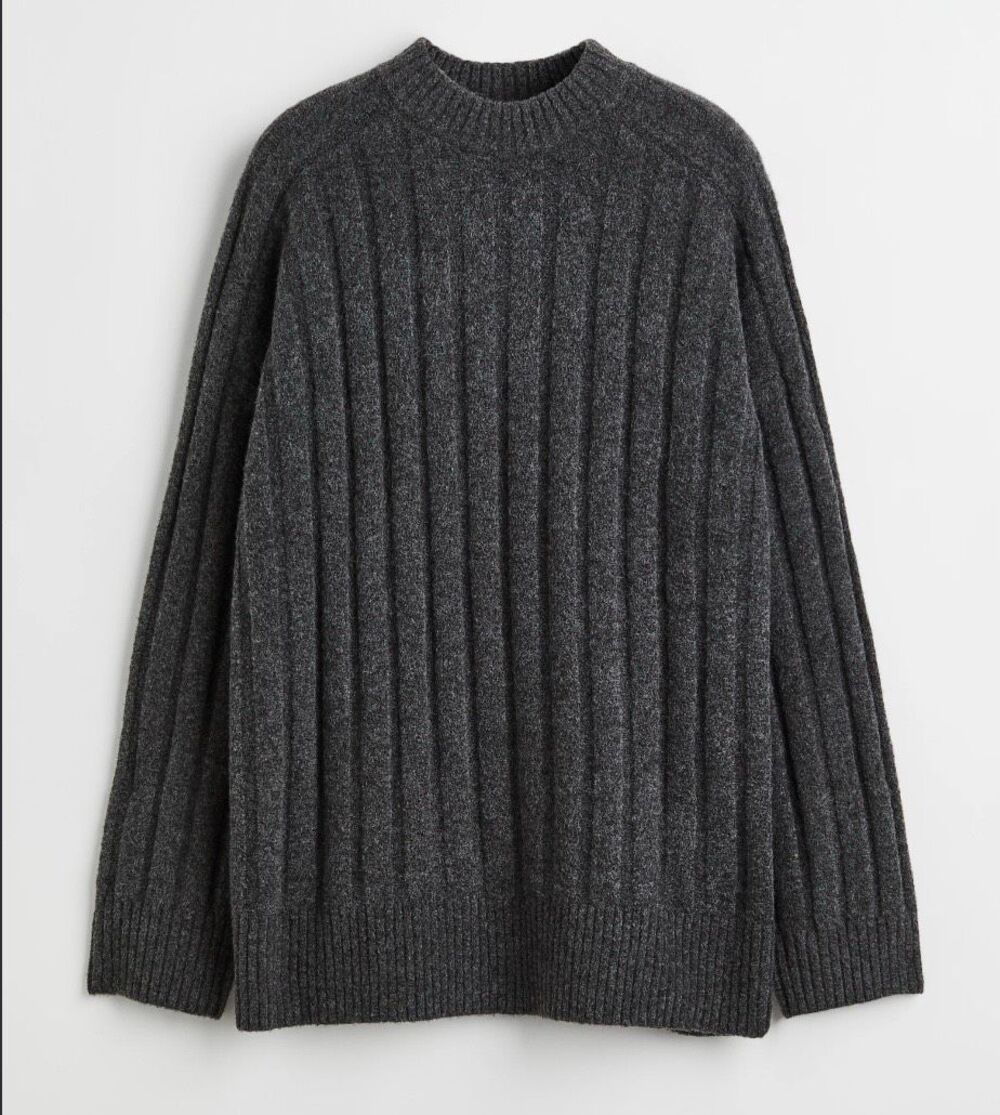 H&M marled grey charcoal ribbed sweater xs